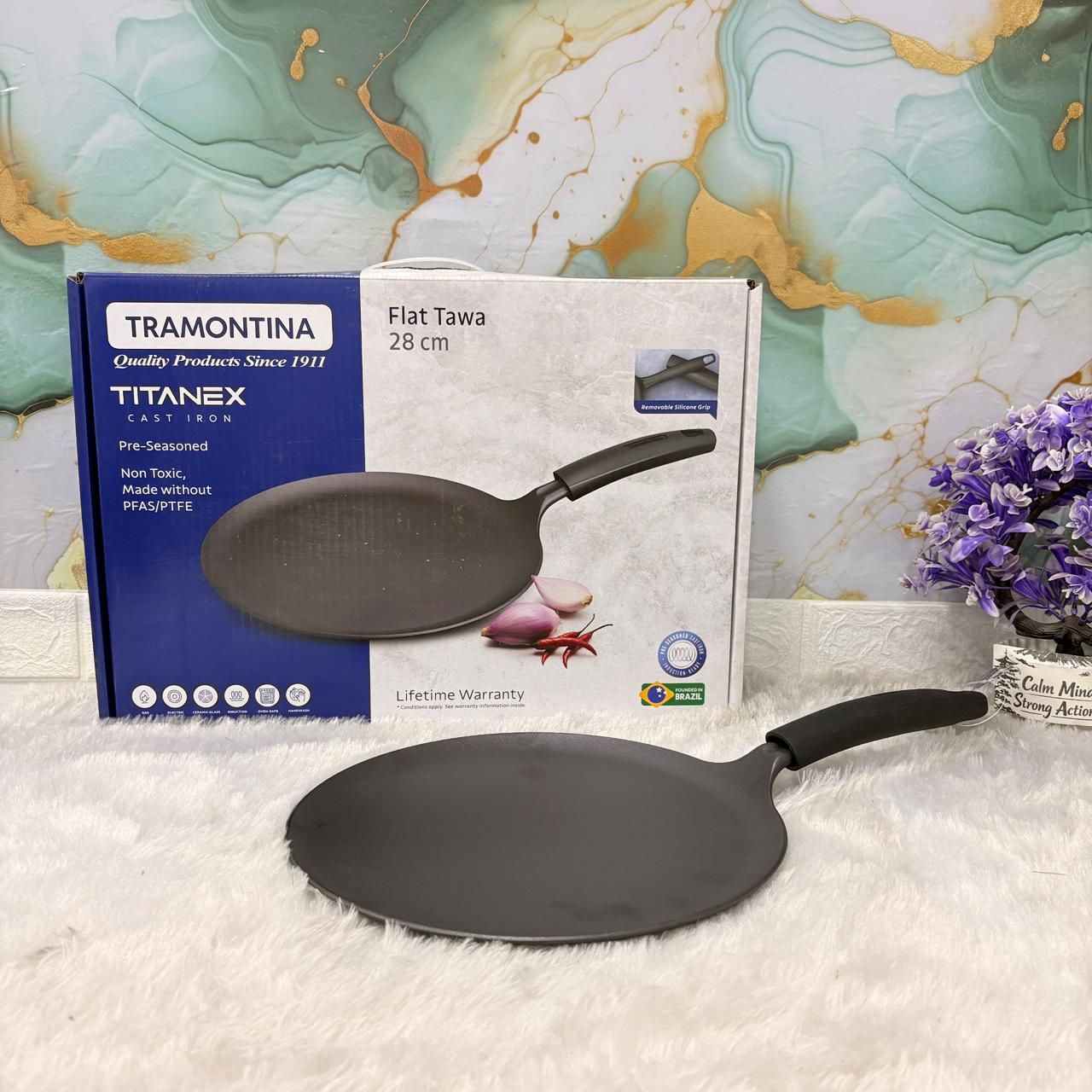 AM7400 Tramontina TITANEX Pre-seasoned Cast Iron Dosa Tawa - 28 cm