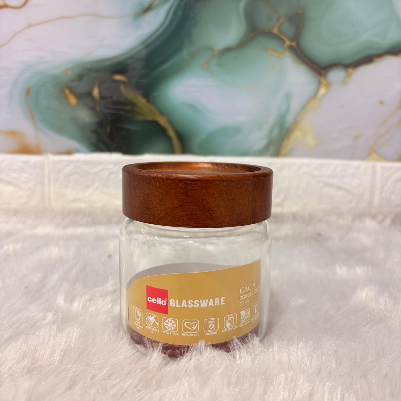 AM7435 Cello Cacia Borosilicate Glass Storage Jar, 300ml