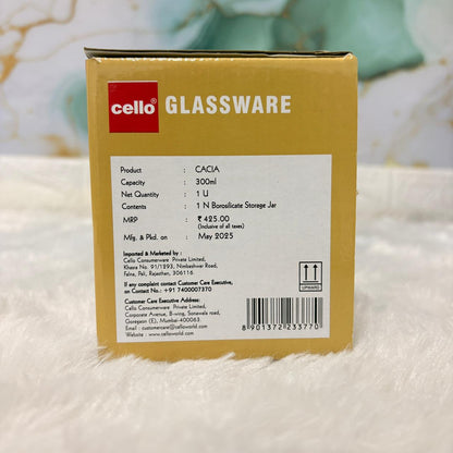 AM7435 Cello Cacia Borosilicate Glass Storage Jar, 300ml