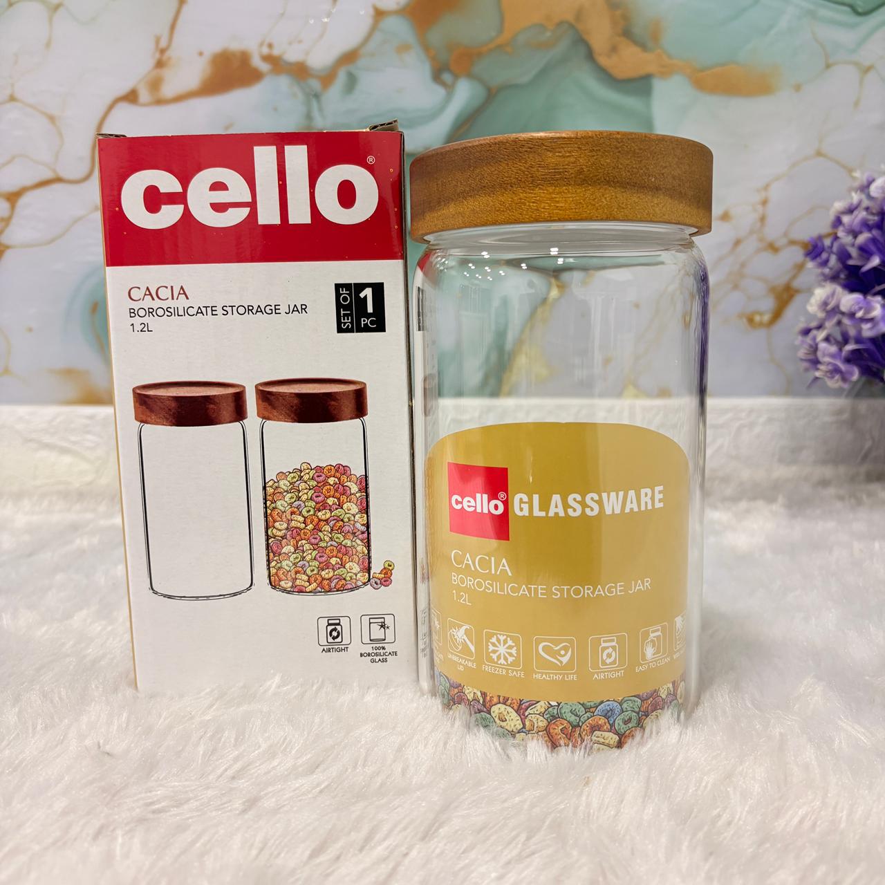 AM7439 Cello Glassware Cacia Borosilicate Storage Jar, 1.2L