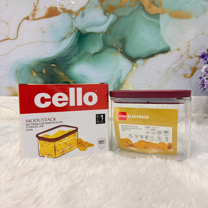 AM7440 Cello Modustack Rectangular Borosilicate Storage Jar, 600ml