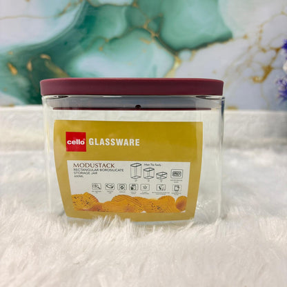 AM7440 Cello Modustack Rectangular Borosilicate Storage Jar, 600ml