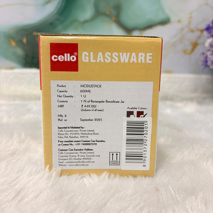 AM7440 Cello Modustack Rectangular Borosilicate Storage Jar, 600ml