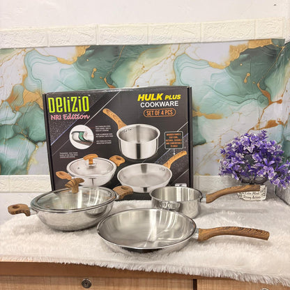 AM7444 Delizio Hulk Plus Triply Stainless Steel Cookware - NRI Edition (4-Piece Set)