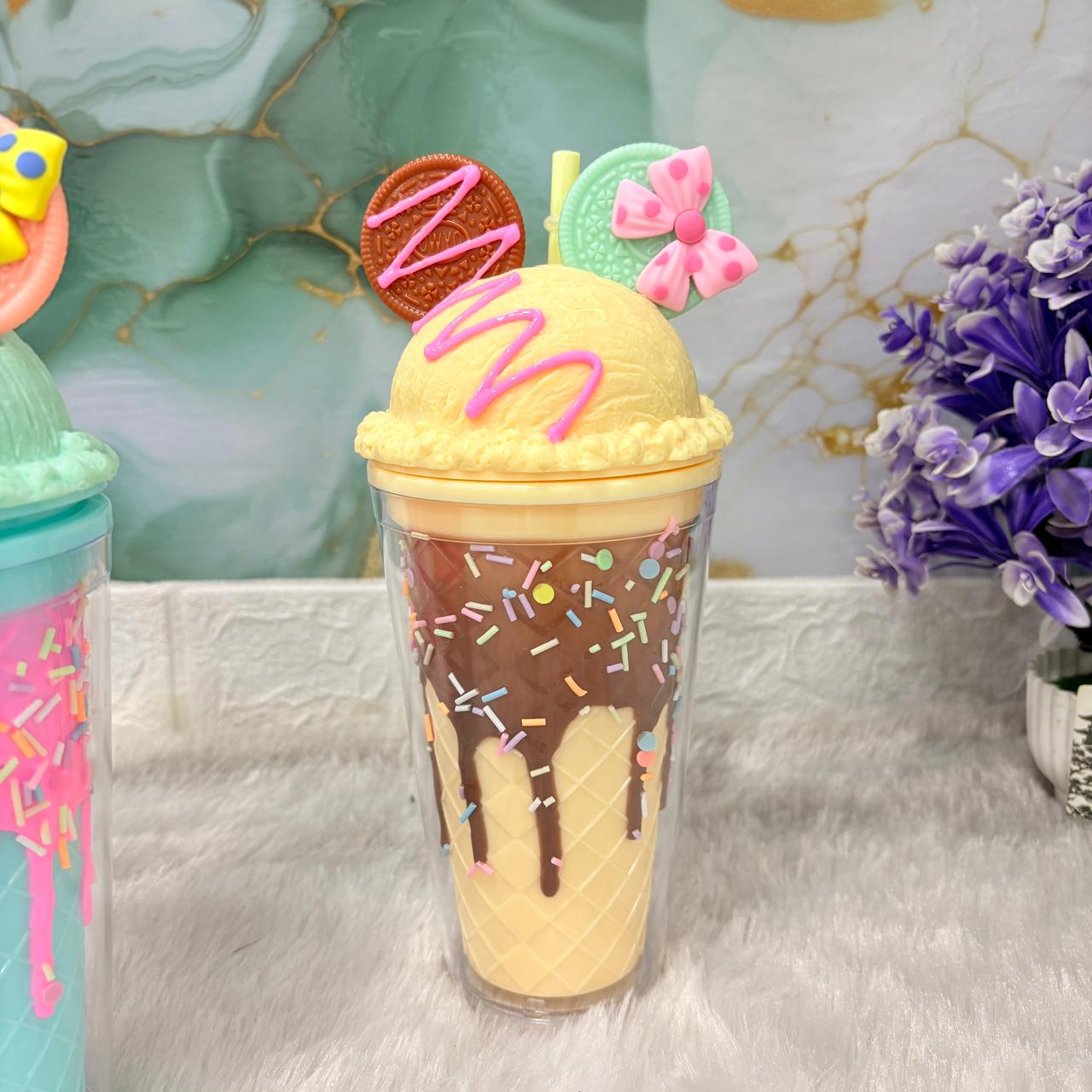 AM7445 Dessert-Themed Ice Cream Sundae Tumbler with Straw