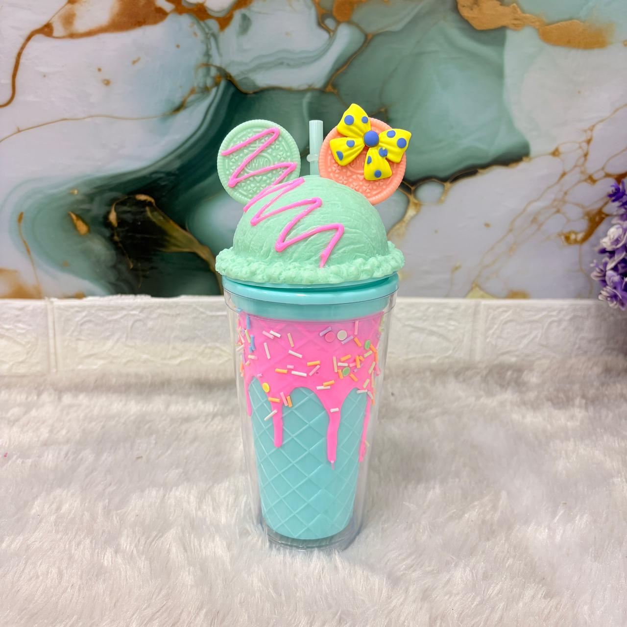 AM7445 Dessert-Themed Ice Cream Sundae Tumbler with Straw