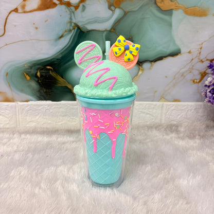 AM7445 Dessert-Themed Ice Cream Sundae Tumbler with Straw