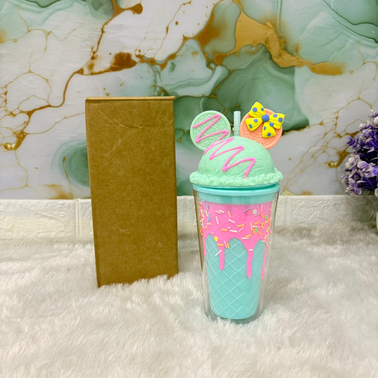 AM7445 Dessert-Themed Ice Cream Sundae Tumbler with Straw