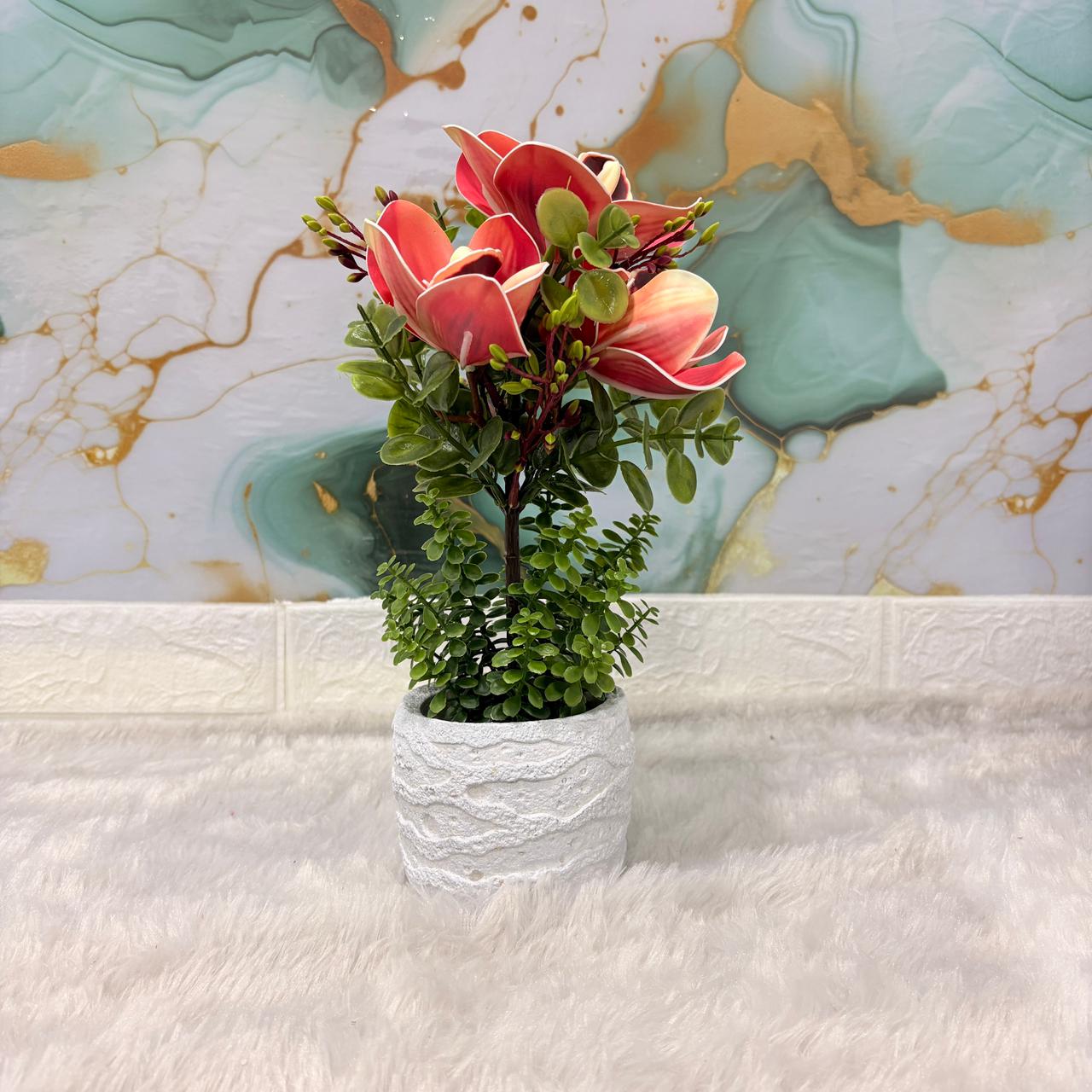 AM7447 Artificial Orchid Potted Plant with Heart-Cutout Gift Box