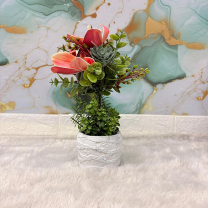 AM7447 Artificial Orchid Potted Plant with Heart-Cutout Gift Box