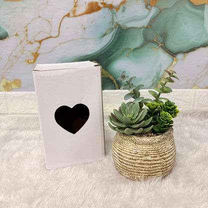 AM7448 Mini Faux Succulent Arrangement in Rustic Ribbed Ceramic Pot