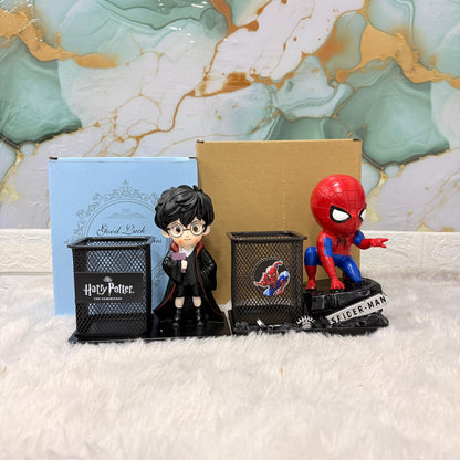 AM7454 Harry Potter and Spider-Man Themed Desktop Pen Stand with Character Figurines