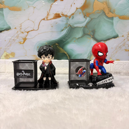 AM7454 Harry Potter and Spider-Man Themed Desktop Pen Stand with Character Figurines