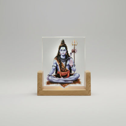 AM7456 Lord Shiva 3D Illusion LED Night Light with Wooden Base Decor