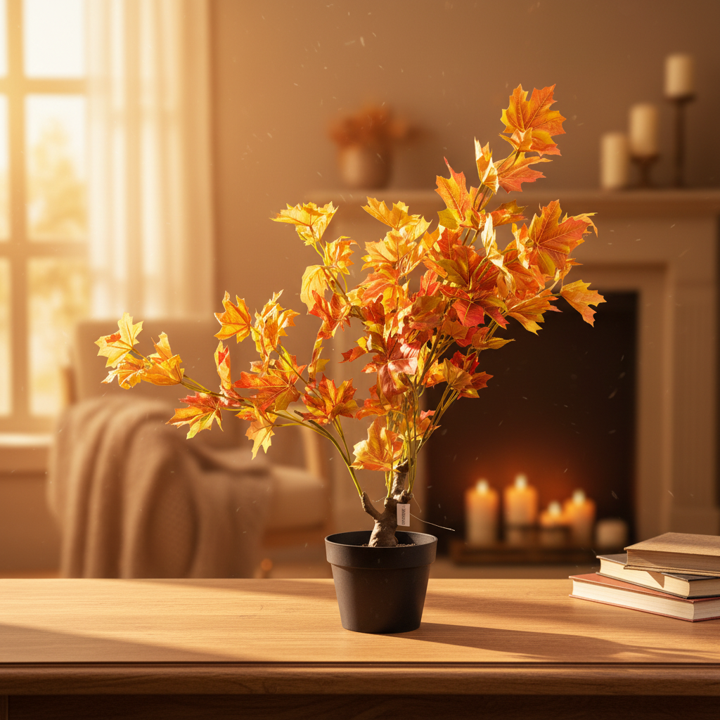 AM7466 SMALL Artificial Autumn Maple Leaf Potted Tree Warm Tones