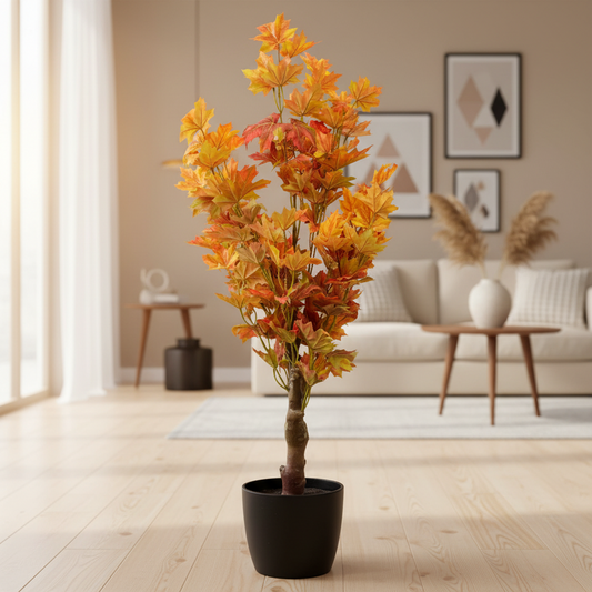 AM7467 MEDIUM Artificial Autumn Maple Leaf Potted Tree Warm Tones