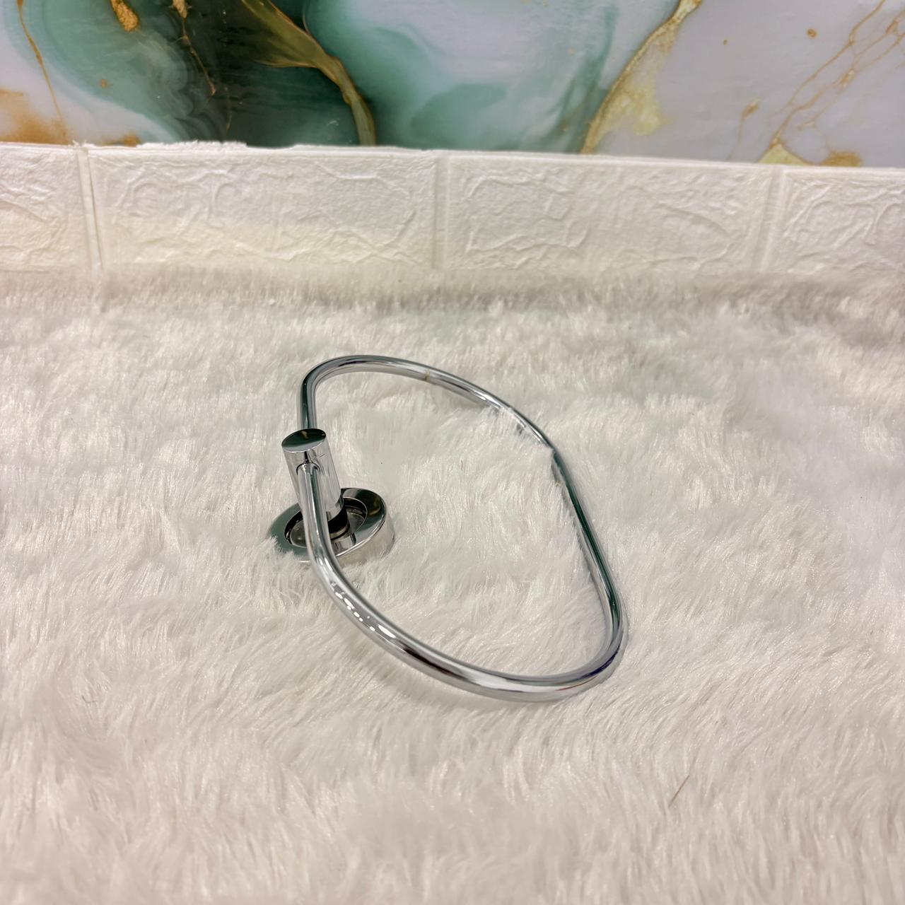 AM7471 Modern Oval Chrome Wall-Mounted Towel Ring