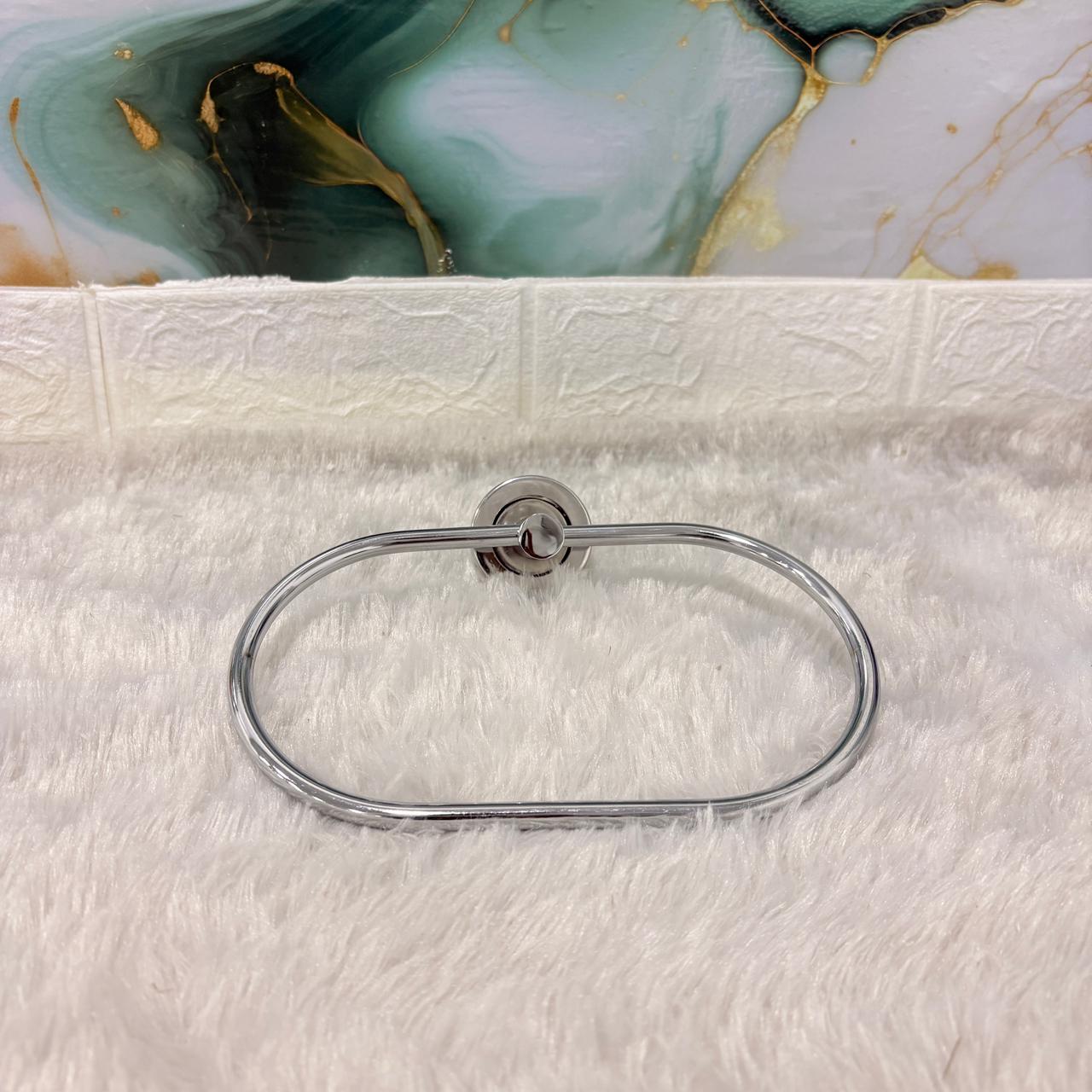 AM7471 Modern Oval Chrome Wall-Mounted Towel Ring