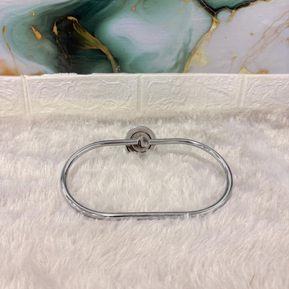 AM7471 Modern Oval Chrome Wall-Mounted Towel Ring