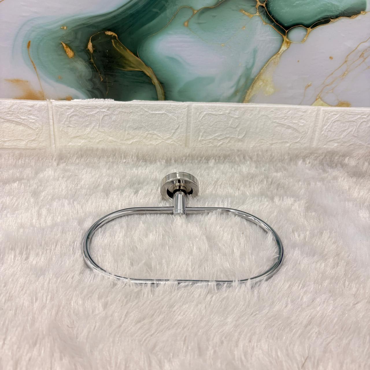 AM7471 Modern Oval Chrome Wall-Mounted Towel Ring
