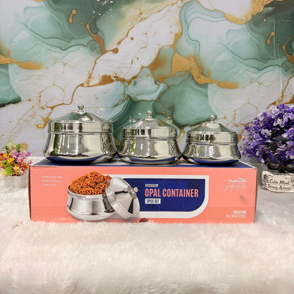 AM7480 Madhuram Signature Opal Stainless Steel Multipurpose Container Set of 3