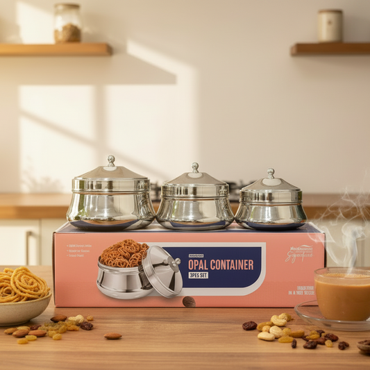 AM7480 Madhuram Signature Opal Stainless Steel Multipurpose Container Set of 3