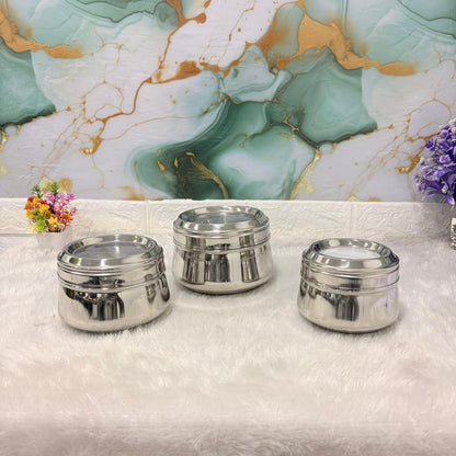 AM7481 Madhuram Prime Quality Stainless Steel Tin Containers - Set of 3