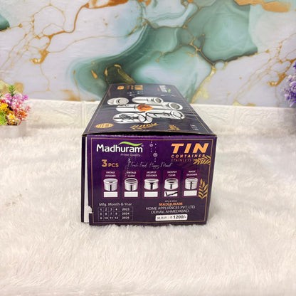 AM7481 Madhuram Prime Quality Stainless Steel Tin Containers - Set of 3