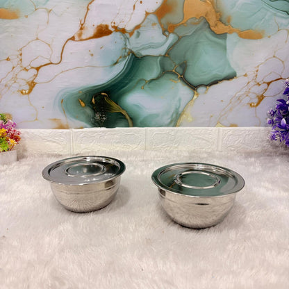 AM7483 Madhuram Kraft Handi – 2-Piece Stainless Steel Set with Lids (no1)