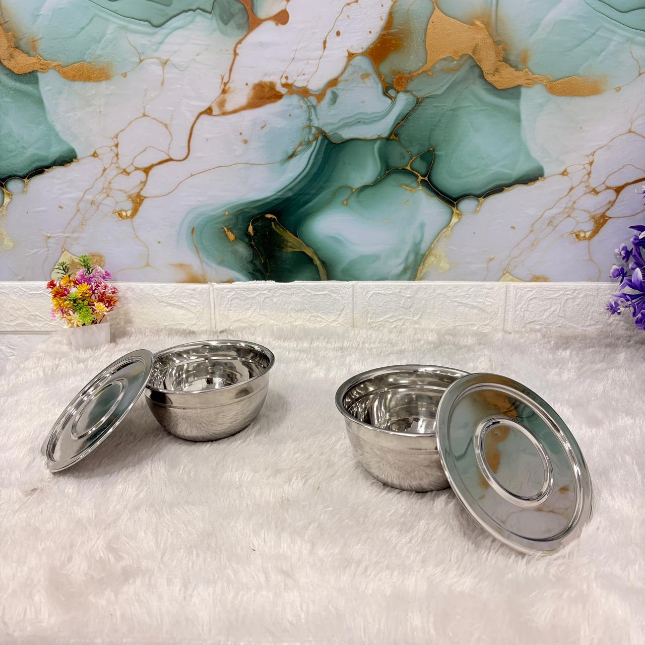 AM7483 Madhuram Kraft Handi – 2-Piece Stainless Steel Set with Lids (no1)
