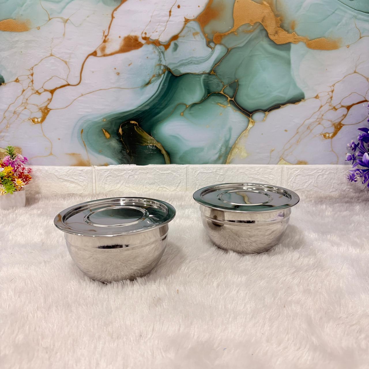 AM7484 Madhuram Kraft Handi – 2-Piece Stainless Steel Set with Lids (no.2)