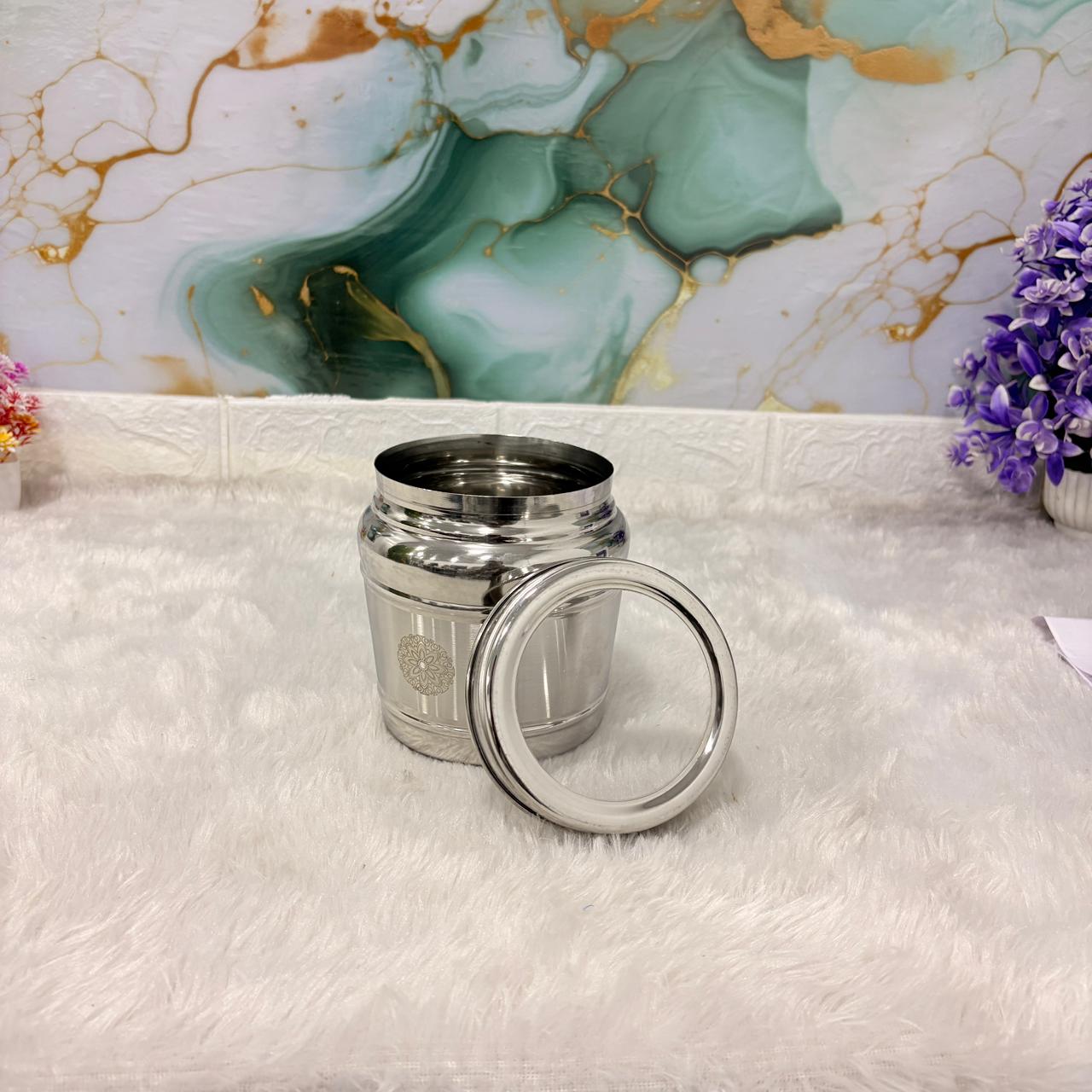 AM7489 Madhuram Marigold Stainless Steel Storage Jar with Transparent Lid (No.1)