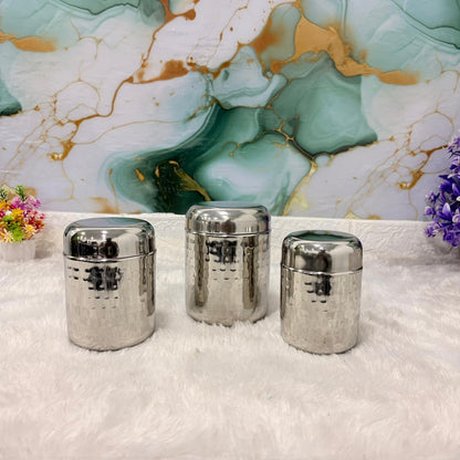 AM7491 Madhuram Signature 3-Piece Hammered Tea, Sugar, & Coffee Container Set