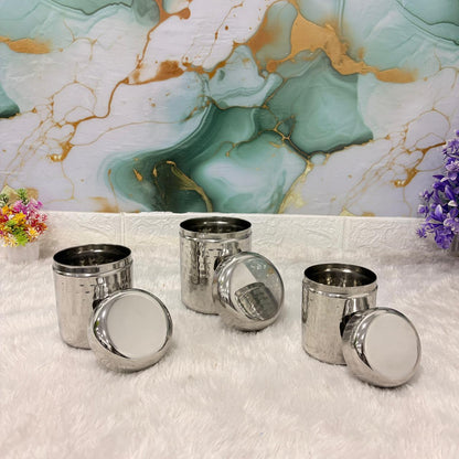 AM7491 Madhuram Signature 3-Piece Hammered Tea, Sugar, & Coffee Container Set