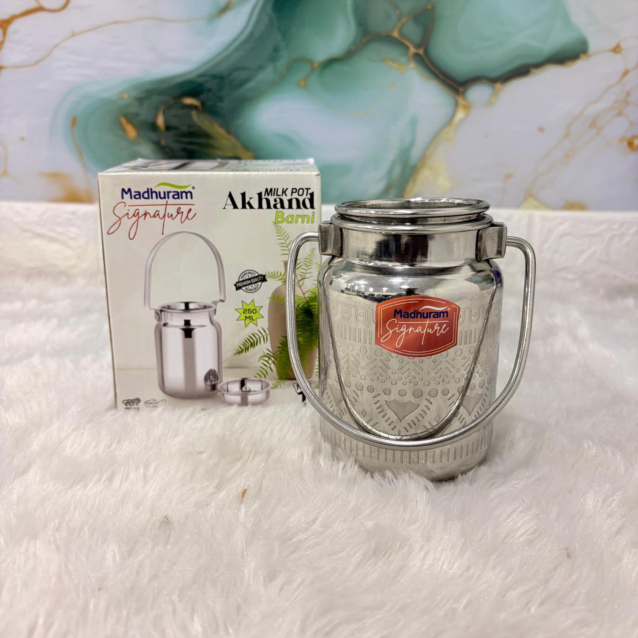 AM7488 Madhuram Signature Akhand Barni Laser Finish Milk Pot - 250 ML (no1)