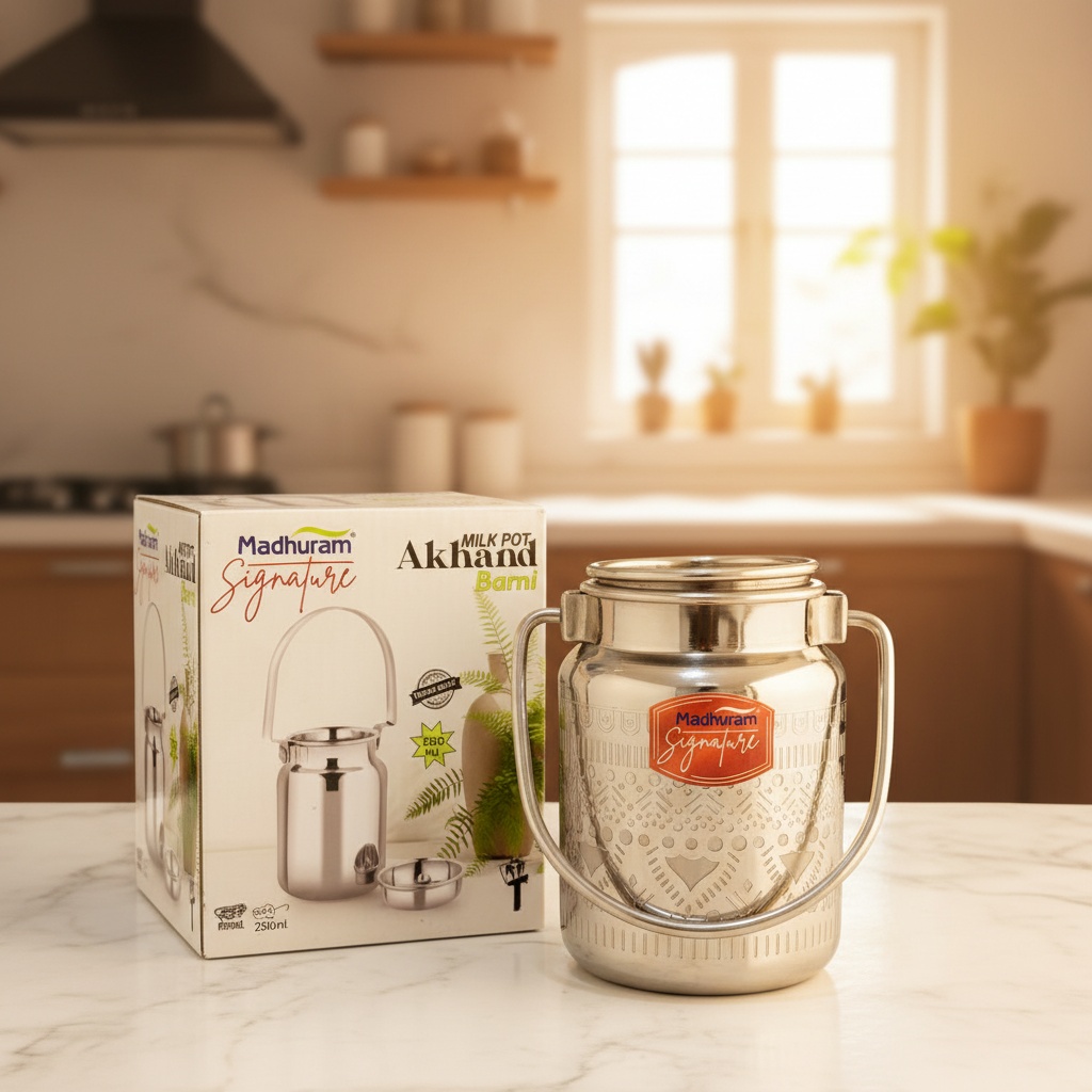 AM7488 Madhuram Signature Akhand Barni Laser Finish Milk Pot - 250 ML (no1)