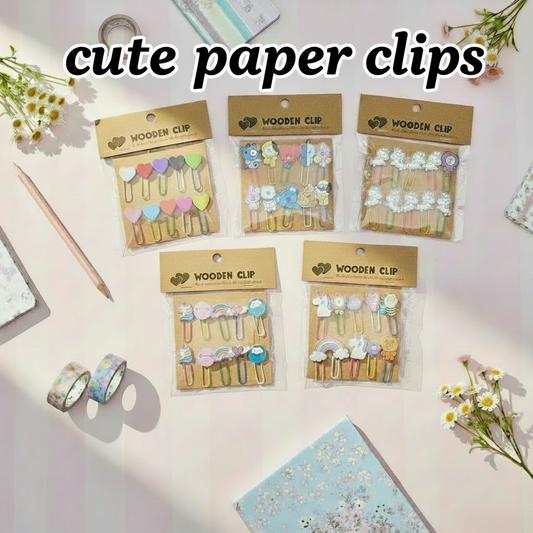 AM7513 Decorative Metal Paper Clips - Multi-Color Cartoon Character Bookmarks and Stationery Organizers 10PCS