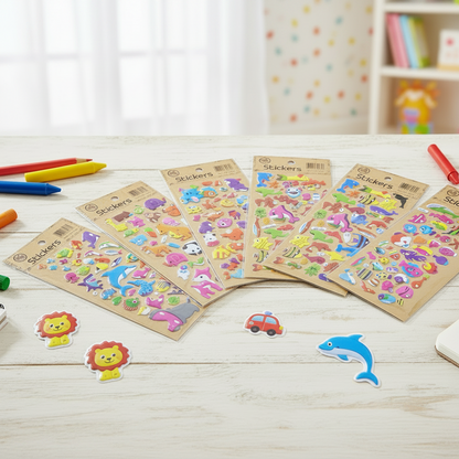 AM7514 3D Puffy Stickers for Kids - Assorted Animal and Sea Life Themes for DIY Crafts and Decoration