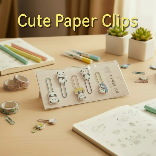 AM7515 Decorative Metal Paper Clips - Assorted Cartoon Animal and Shape Bookmarks for Stationery and Crafting 5PCS