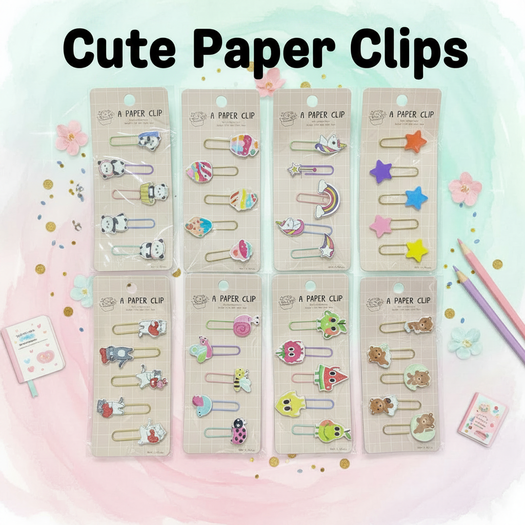 AM7515 Decorative Metal Paper Clips - Assorted Cartoon Animal and Shape Bookmarks for Stationery and Crafting 5PCS