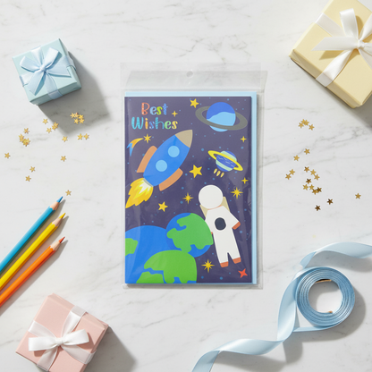 AM7516 Handmade DIY Greeting Card Kit for Kids - Creative 3D Craft Set with Space, Floral, and Butterfly Themes