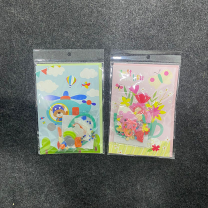 AM7516 Handmade DIY Greeting Card Kit for Kids - Creative 3D Craft Set with Space, Floral, and Butterfly Themes
