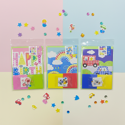 AM7517 Interactive DIY Greeting Card Set - Multi-Theme 3D Sticker & Gem Craft Kit for Personalized Gifting