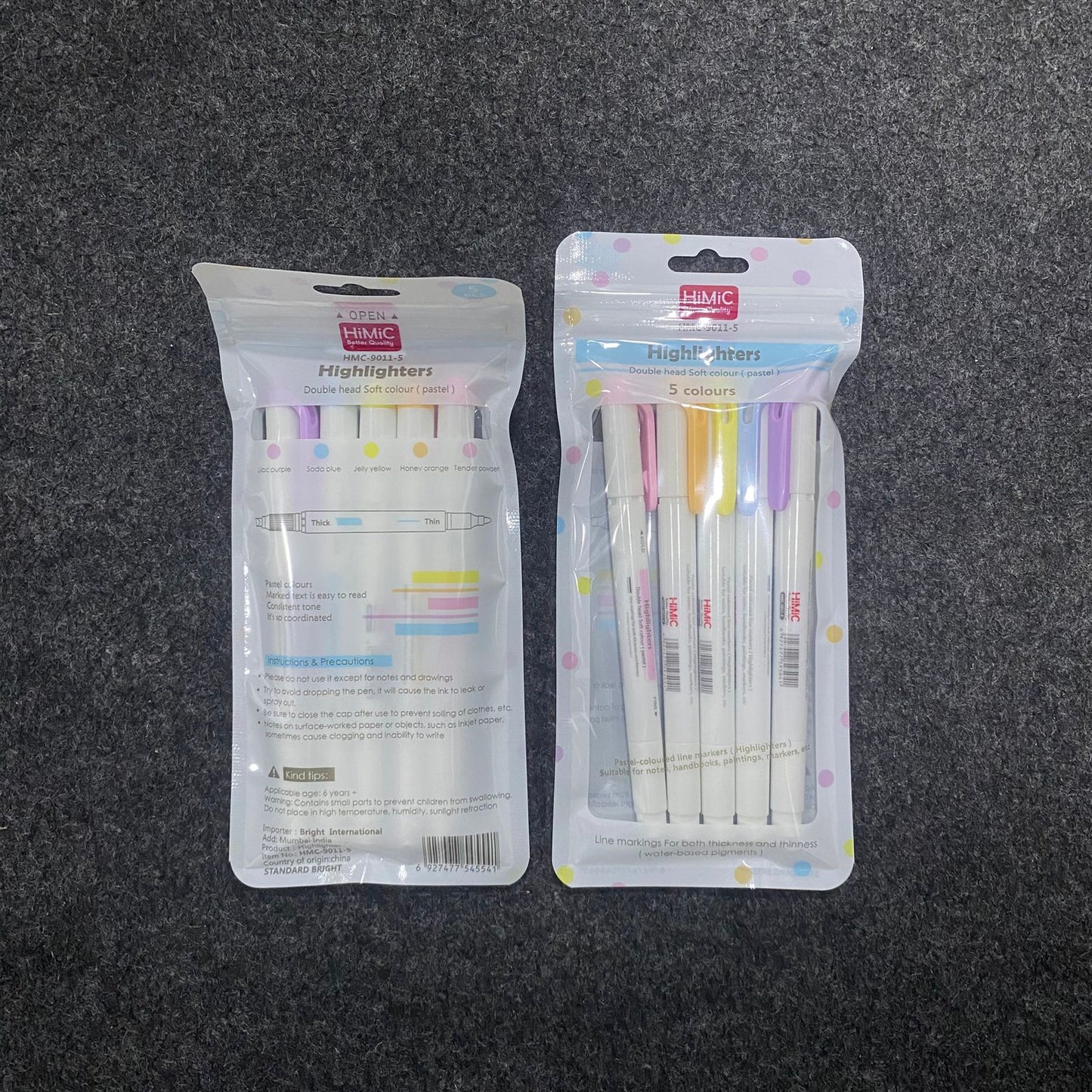 AM7519 HiMiC Dual-Tip Soft Pastel Highlighter Set OF 5