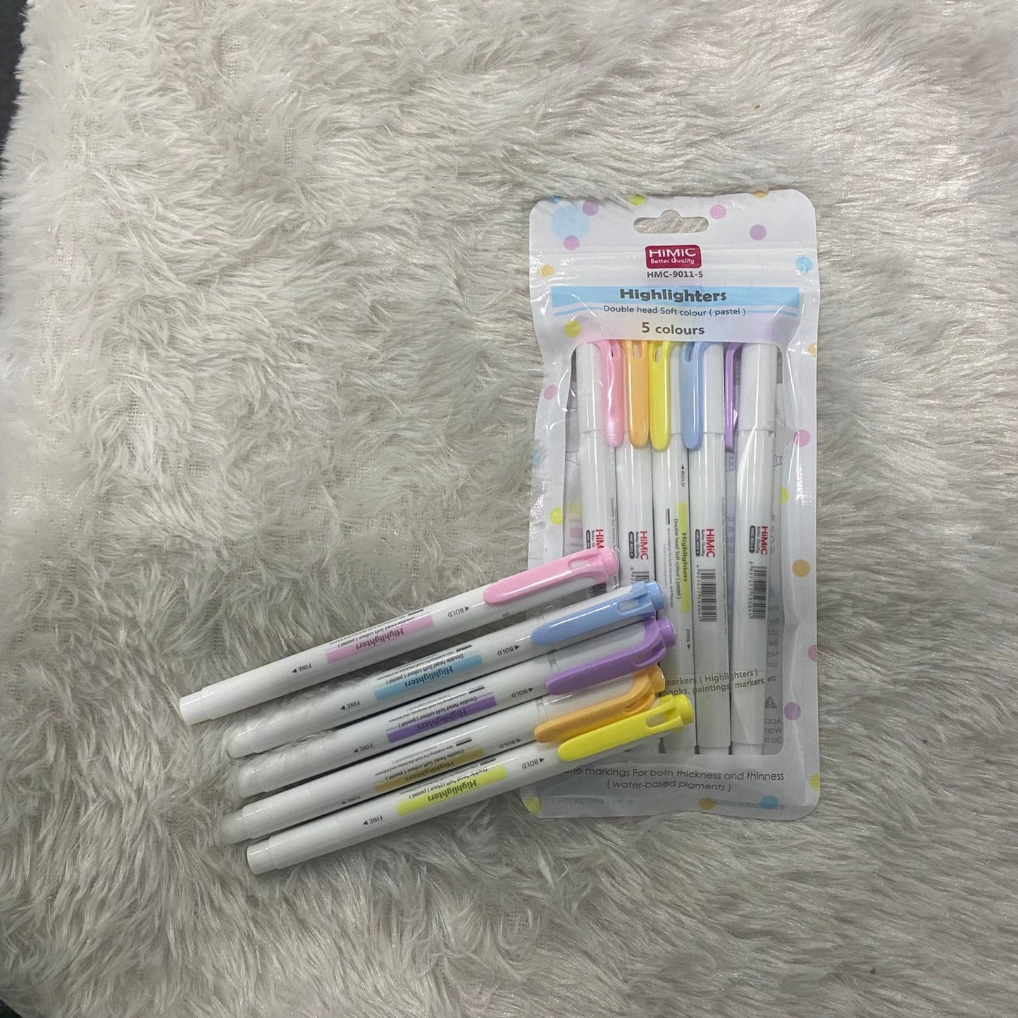 AM7519 HiMiC Dual-Tip Soft Pastel Highlighter Set OF 5