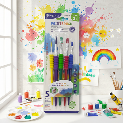 AM7525  Giorgione  Nylon Paintbrush Set with Easy-Grip Handles Set Of 5-Piece