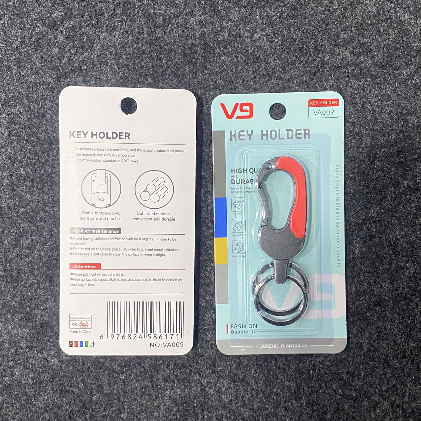 AM7536 STYLISH METAL CARABINER KEY HOLDER WITH DOUBLE KEY RING