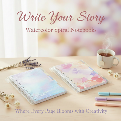 am7540 A5 WATERCOLOR SPIRAL NOTEBOOK WITH DIVIDERS (1-Pcs)