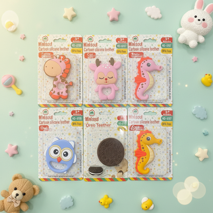 AM7545 Mini Soul Cartoon & Oreo Silicone Teethers (1-Pcs)