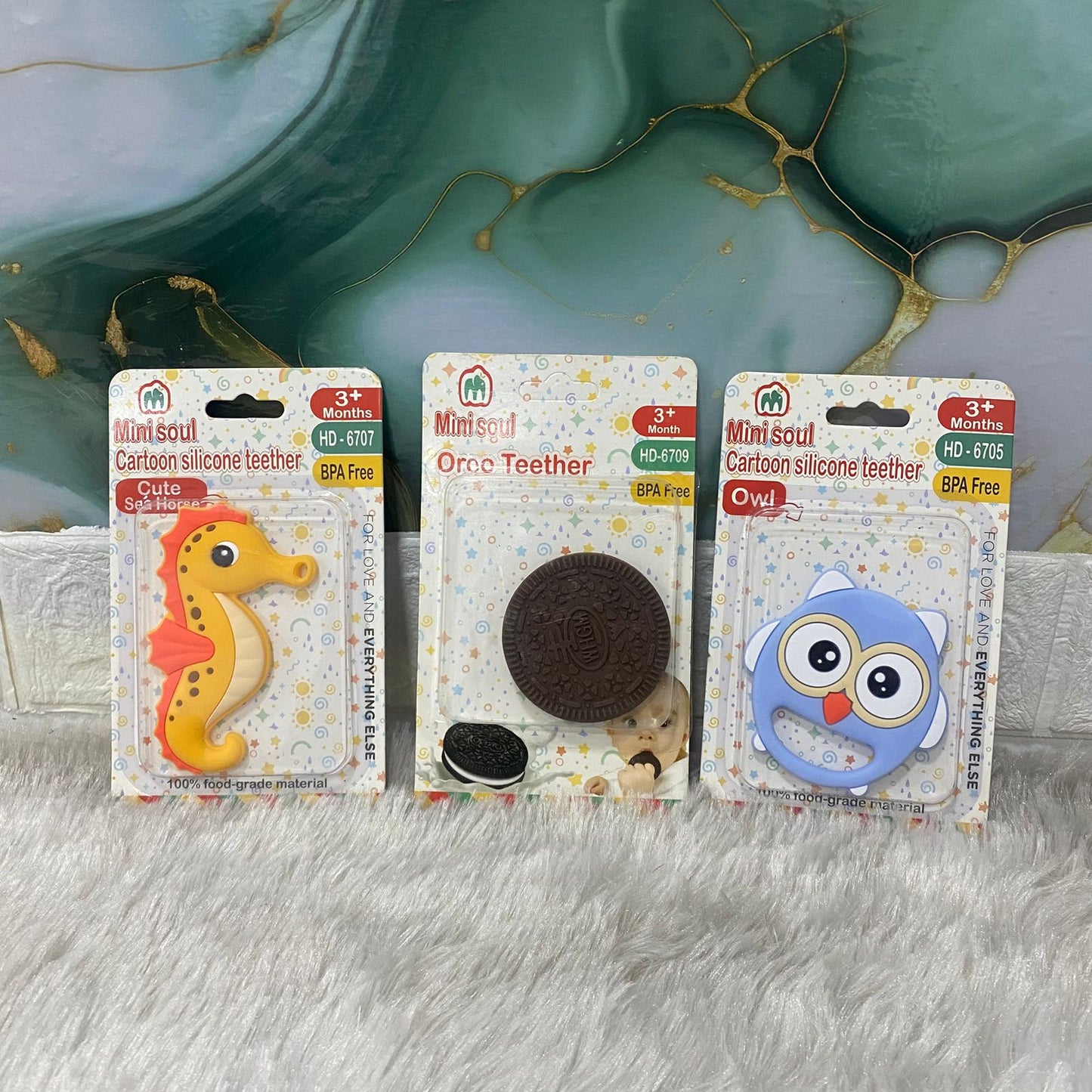 AM7545 Mini Soul Cartoon & Oreo Silicone Teethers (1-Pcs)
